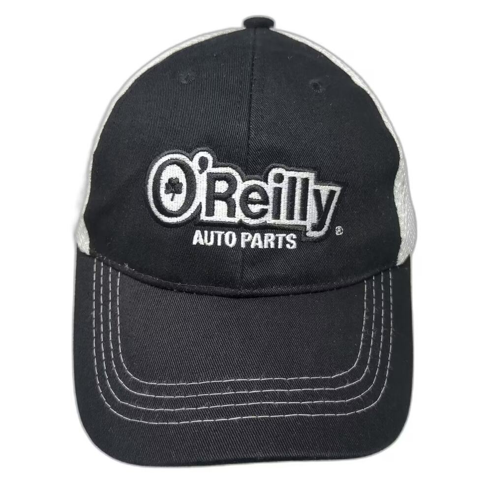 O'Reilly Baseball Cap Hat Black White OS Strapback Mesh Keystone Automotive